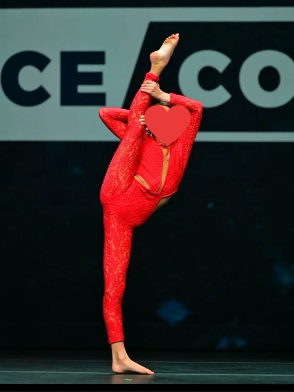 Custom child Red lace cut out unitard dance costume fits child 7/8